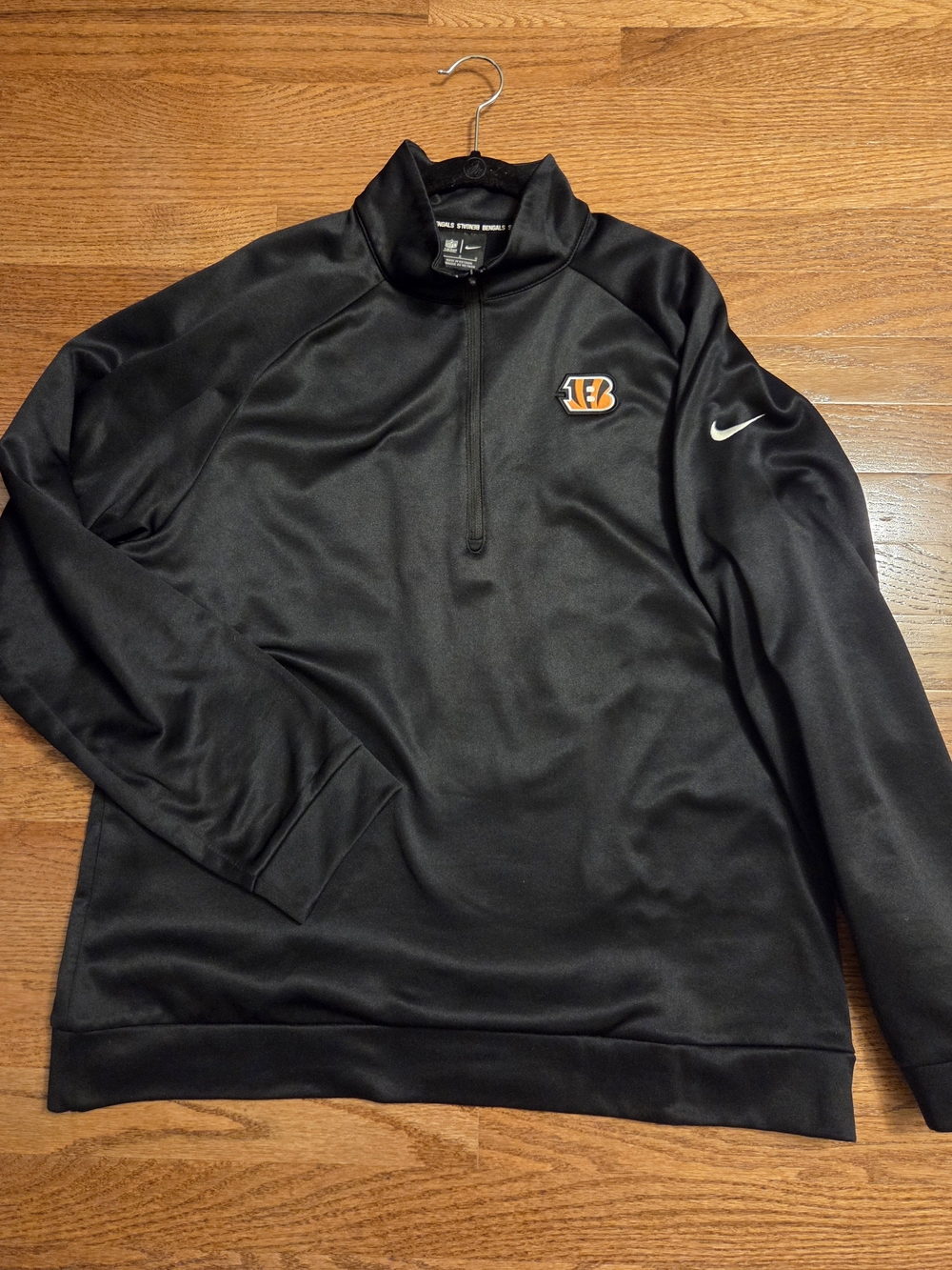 Men's Nike Black Bengals 1/4 Zip Performance Pullover, Large